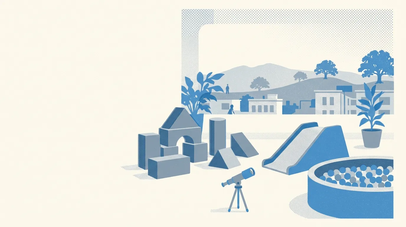 Illustration of indoor play spaces in Oakland