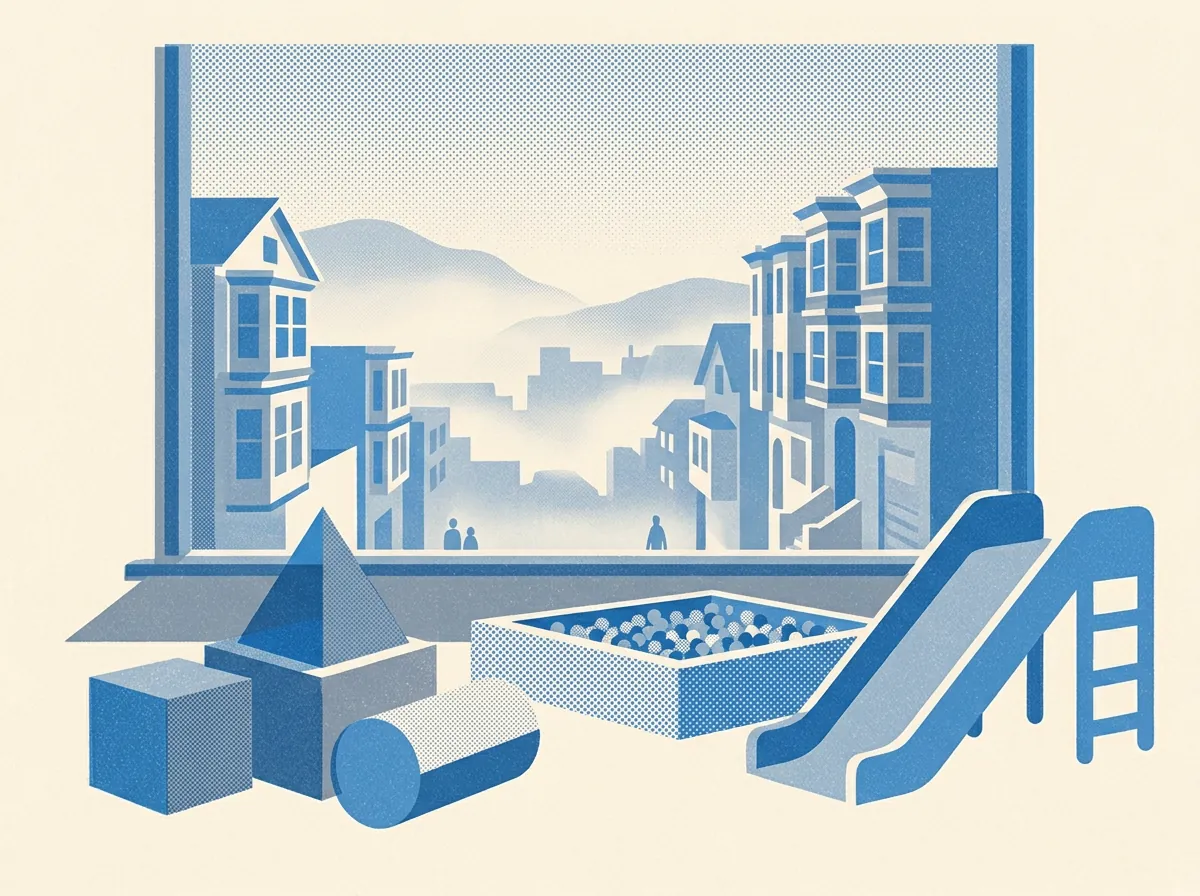 Illustration of indoor play spaces in San Francisco
